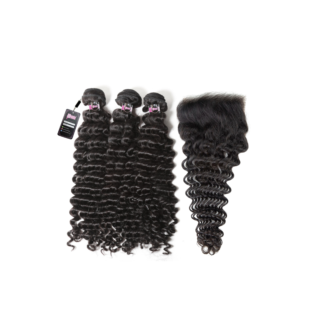 (1B) 3 Bundle + 5x5 HD Closure Deal (Pink Label Collection)